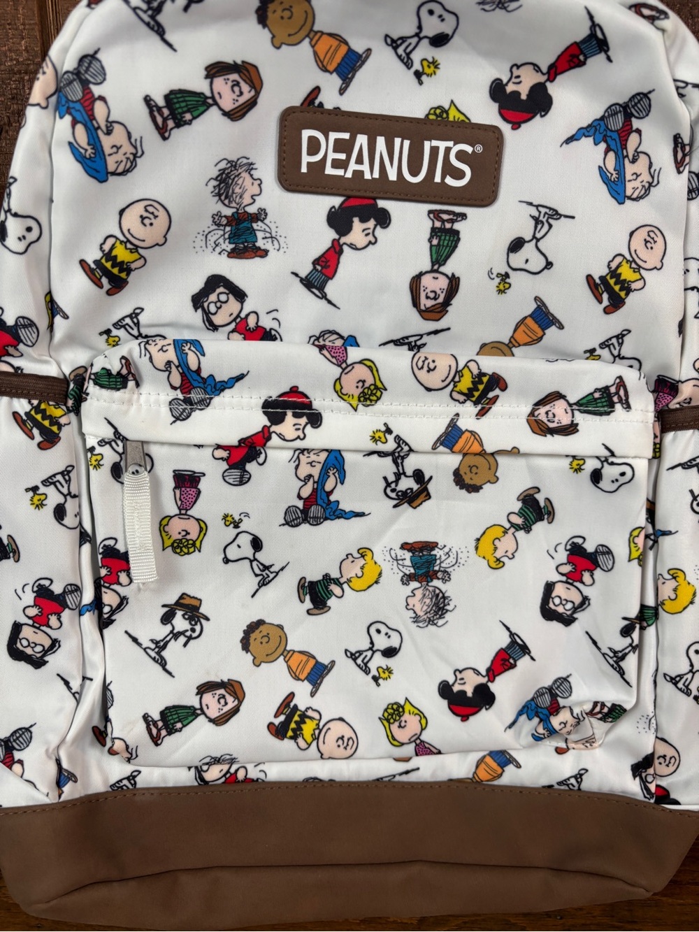 Peanuts Snoopy & FriendsWhite Character Print Backpack with Brown Base and Trim - Picture 4 of 10